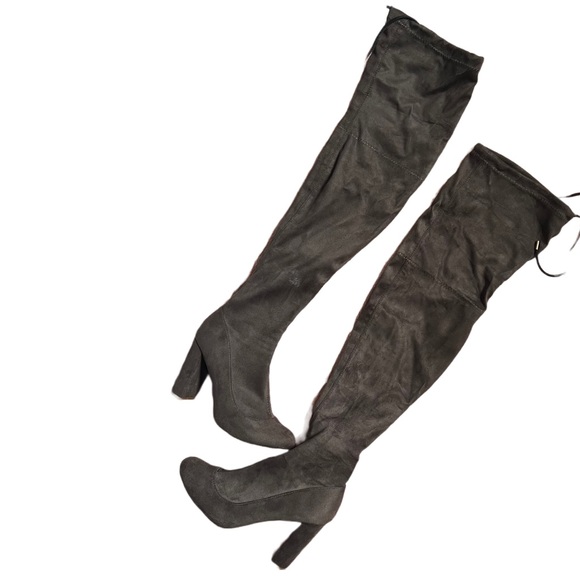 LILIANA BROWN “KENZY-6” OVER THE KNEE CHUNKY HEEL BOOT WITH DRAWSTRING SIZE 7.5 - Picture 5 of 11